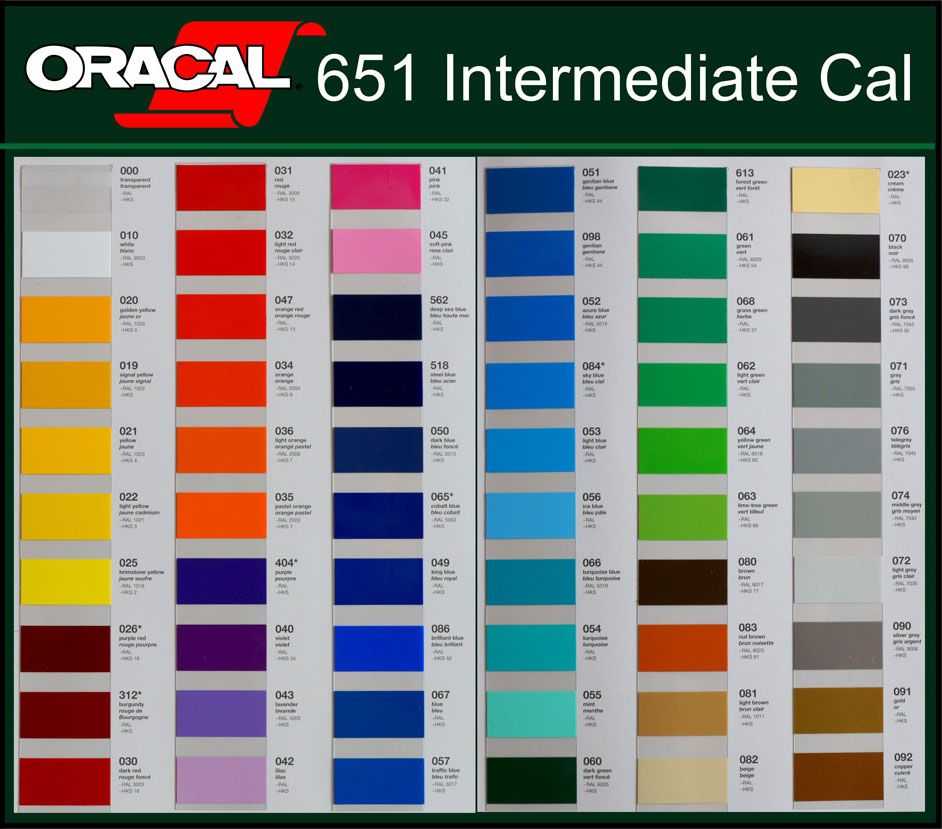 Racevinyl Color catalog of series 651 Oracal