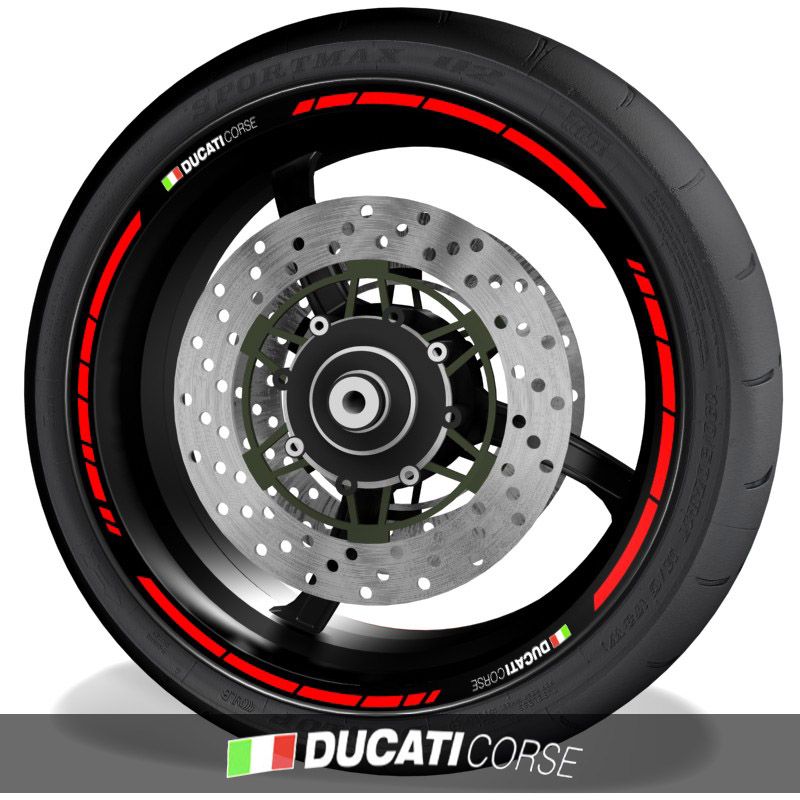 Pegatinas para perfil de llantas vinilos de moto con logo Ducati Corse speed